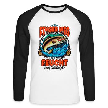 Finger Weg Von Meiner Rute Angeln Angler - Unisex Baseballshirt langarm - Weiß/Schwarz - Vorne - Nik (191cm)