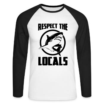 Requin Grand Requin Blanc Requin Mégalodon Requin Marteau Requin - T-shirt baseball manches longues Homme - blanc/noir - Devant - Nik (191cm)