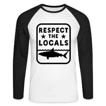 Requin Grand Requin Blanc Requin Mégalodon Requin Marteau Requin - T-shirt baseball manches longues Homme - blanc/noir - Devant - Nik (191cm)