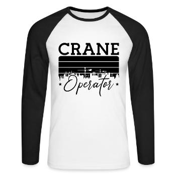 Grutier Ouvrier de la construction Travail Grue Idée cadeau - T-shirt baseball manches longues Homme - blanc/noir - Devant - Nik (191cm)