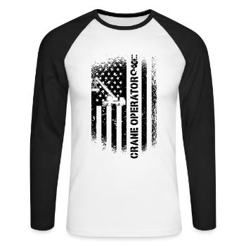 Grutier Ouvrier de la construction Grutier Job Idée cadeau - T-shirt baseball manches longues Homme - blanc/noir - Devant - Nik (191cm)