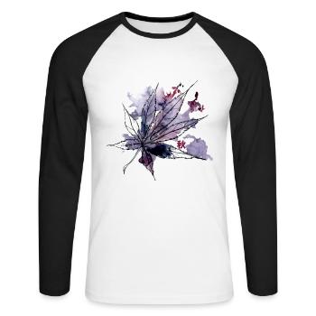 Autumn Holidays Japanese Art Watercolor Autumn leav - Unisex Long Sleeve Baseball T-Shirt - white/black - Front - Nik (191cm)