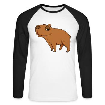 Capybara Wasserschwein - Unisex Long Sleeve Baseball T-Shirt - white/black - Front - Nik (191cm)