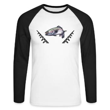 Angler Mir Reichts Ich Geh Angeln - Unisex Baseballshirt langarm - Weiß/Schwarz - Vorne - Nik (191cm)