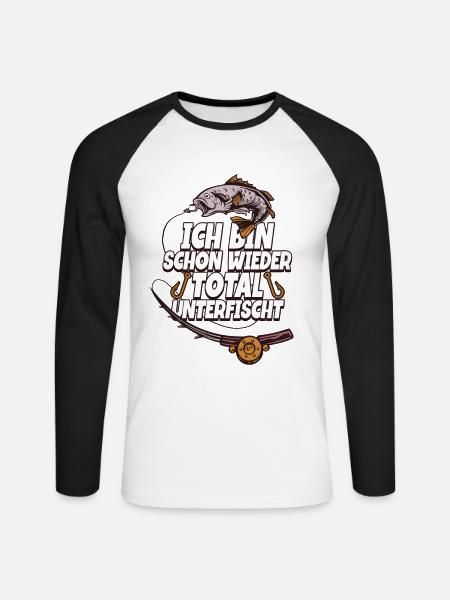 Angeln Angler - Unisex Baseballshirt langarm - Weiß/Schwarz