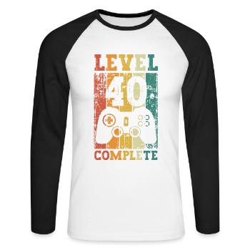 Il y a 40 ans, j’étais le 40 le plus rapide. - T-shirt baseball manches longues Homme - blanc/noir - Devant - Nik (191cm)
