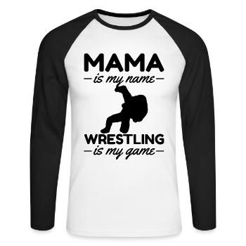 Wrestling Mama is my name Wrestling is my - Unisex Long Sleeve Baseball T-Shirt - white/black - Front - Nik (191cm)