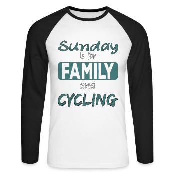Sunday is for family and Cycling Spruch - T-shirt baseball manches longues Homme - blanc/noir - Devant - Nik (191cm)