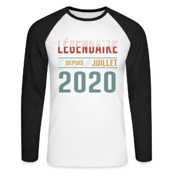 Légendaire Depuis Juillet 2020 Anniversaire Cadeau - T-shirt baseball manches longues Homme - blanc/noir - Devant - Nik (191cm)