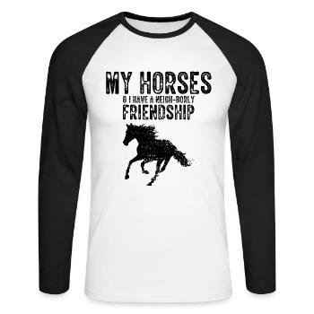 Voltigieren Design und Voltigieren Pferde Designs - Unisex Baseballshirt langarm - Weiß/Schwarz - Vorne - Nik (191cm)