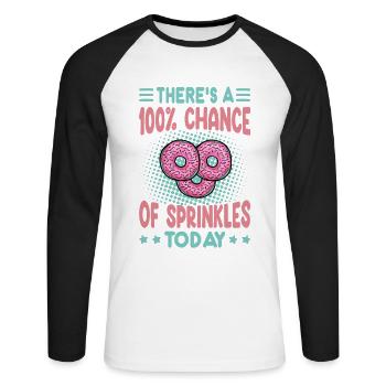 Il y a 100% de chances de saupoudrer aujourd’hui - Sweet D - T-shirt baseball manches longues Homme - blanc/noir - Devant - Nik (191cm)