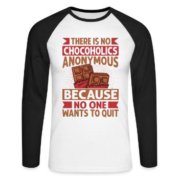 There Is No Chocoholics Anonymous - Funny Chocolat - Unisex Long Sleeve Baseball T-Shirt - white/black - Front - Nik (191cm)