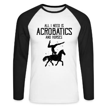 Voltigieren Design und Voltigieren Pferde Designs - Unisex Baseballshirt langarm - Weiß/Schwarz - Vorne - Nik (191cm)