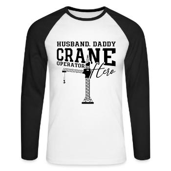 Grutier Grutier Ouvrier de la construction Idée cadeau construction - T-shirt baseball manches longues Homme - blanc/noir - Devant - Nik (191cm)