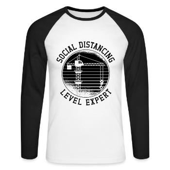Travailleur de la construction Grue Opérateur Grutier Idée cadeau - T-shirt baseball manches longues Homme - blanc/noir - Devant - Nik (191cm)