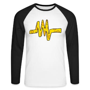 Heartbeat Cheese Ornament Symbole Pulse Line - T-shirt baseball manches longues Homme - blanc/noir - Devant - Nik (191cm)
