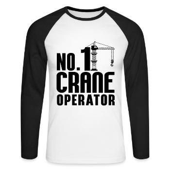 Grutier Construction Construction Profession Idée cadeau - T-shirt baseball manches longues Homme - blanc/noir - Devant - Nik (191cm)