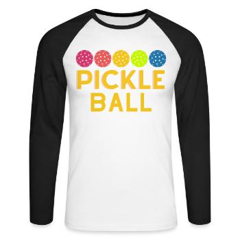 Pickleball design for Pickleball players or - Unisex Long Sleeve Baseball T-Shirt - white/black - Front - Nik (191cm)
