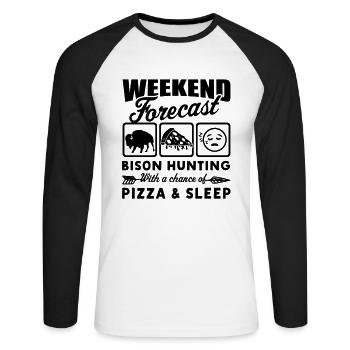 Bison Buffalo Water Buffalo National Park - Unisex Long Sleeve Baseball T-Shirt - white/black - Front - Nik (191cm)