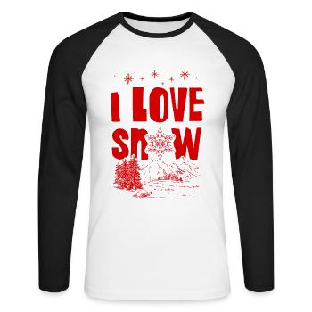 I Love Snow - Unisex Baseballshirt langarm - Weiß/Schwarz - Vorne - Nik (191cm)