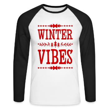 Winter Vibes - Unisex Baseballshirt langarm - Weiß/Schwarz - Vorne - Nik (191cm)