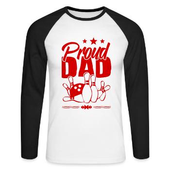 Bowling Dad - Unisex Long Sleeve Baseball T-Shirt - white/black - Front - Nik (191cm)