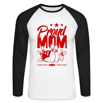 Bowling Mom - Unisex Long Sleeve Baseball T-Shirt - white/black - Front - Nik (191cm)