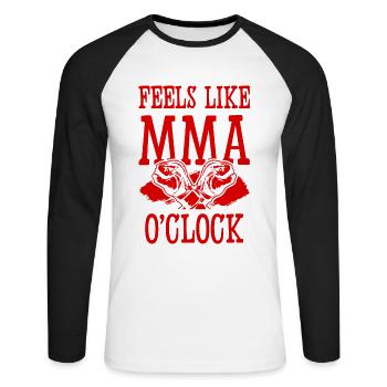 Mma Mixed matrial arts - Unisex Long Sleeve Baseball T-Shirt - white/black - Front - Nik (191cm)