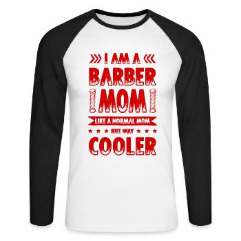 Barber Mom - Unisex Baseballshirt langarm - Weiß/Schwarz - Vorne - Nik (191cm)