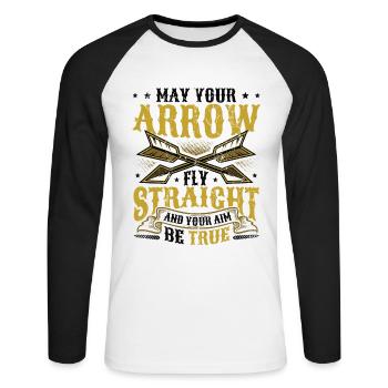 May your arrow fly straight to the finish. - Unisex Long Sleeve Baseball T-Shirt - white/black - Front - Nik (191cm)