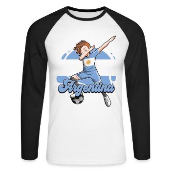 Argentina Football - Unisex Long Sleeve Baseball T-Shirt - white/black - Front - Nik (191cm)