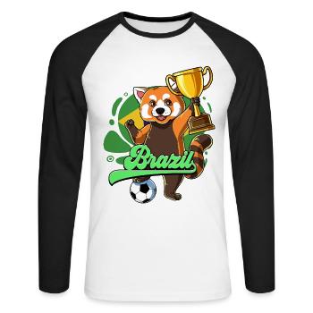 Brésil Football - T-shirt baseball manches longues Homme - blanc/noir - Devant - Nik (191cm)