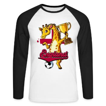 England Fußball - Unisex Baseballshirt langarm - Weiß/Schwarz - Vorne - Nik (191cm)