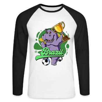 Brésil Football - T-shirt baseball manches longues Homme - blanc/noir - Devant - Nik (191cm)