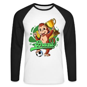 Brésil Football - T-shirt baseball manches longues Homme - blanc/noir - Devant - Nik (191cm)