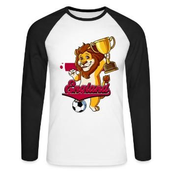 England Fußball - Unisex Baseballshirt langarm - Weiß/Schwarz - Vorne - Nik (191cm)