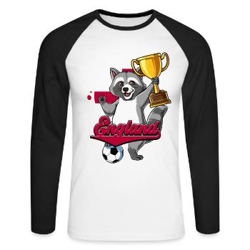 England Fußball - Unisex Baseballshirt langarm - Weiß/Schwarz - Vorne - Nik (191cm)