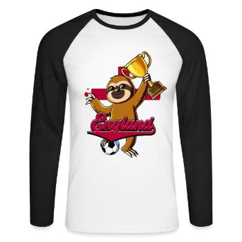 England Fußball - Unisex Baseballshirt langarm - Weiß/Schwarz - Vorne - Nik (191cm)