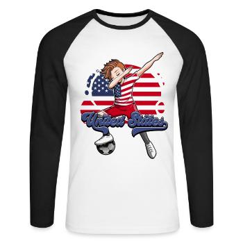 Usa Soccer - Unisex Long Sleeve Baseball T-Shirt - white/black - Front - Nik (191cm)