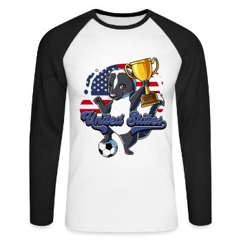 Usa Soccer - Unisex Long Sleeve Baseball T-Shirt - white/black - Front - Nik (191cm)