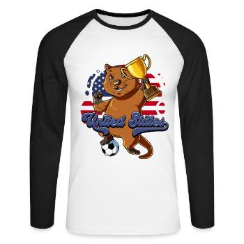 Usa Soccer - Unisex Long Sleeve Baseball T-Shirt - white/black - Front - Nik (191cm)