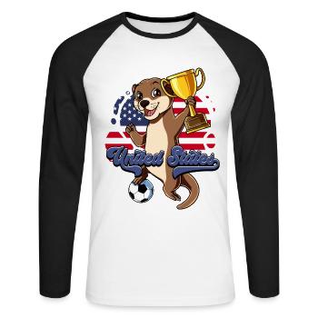 Usa Soccer - Unisex Long Sleeve Baseball T-Shirt - white/black - Front - Nik (191cm)