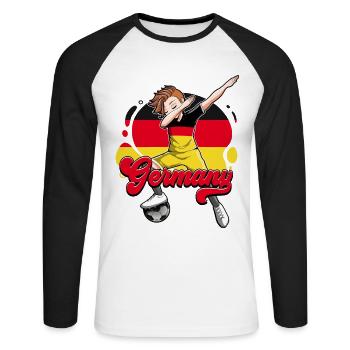 Germany Football - Unisex Long Sleeve Baseball T-Shirt - white/black - Front - Nik (191cm)