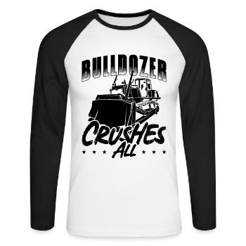 Ouvrier de la construction Pelle Bulldozer Idée cadeau - T-shirt baseball manches longues Homme - blanc/noir - Devant - Nik (191cm)
