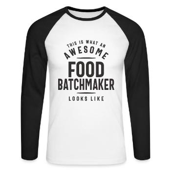 Drôle génial Food Batchmaker Job Occupation - T-shirt baseball manches longues Homme - blanc/noir - Devant - Nik (191cm)