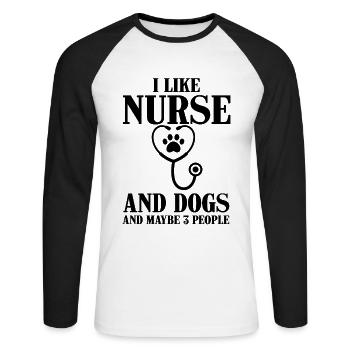 Likes nurse dogs maybe 3 people - Unisex Long Sleeve Baseball T-Shirt - white/black - Front - Nik (191cm)