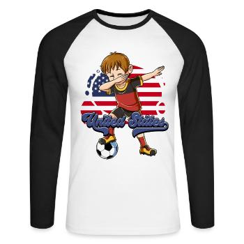 Usa Soccer - Unisex Long Sleeve Baseball T-Shirt - white/black - Front - Nik (191cm)