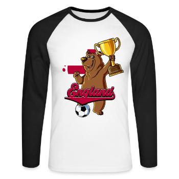 England Fußball - Unisex Baseballshirt langarm - Weiß/Schwarz - Vorne - Nik (191cm)