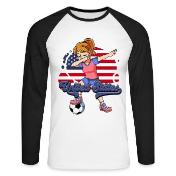 Usa Soccer - Unisex Long Sleeve Baseball T-Shirt - white/black - Front - Nik (191cm)