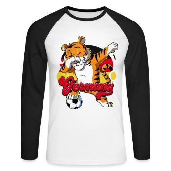 Germany Football - Unisex Long Sleeve Baseball T-Shirt - white/black - Front - Nik (191cm)
